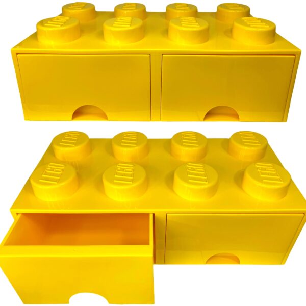 Pojemnik lego 8 szuflada żółty na prezent klocki
