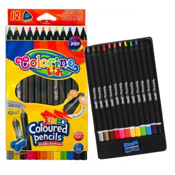 KREDKI OŁÓWKOWE CZARNE JUMBO 12 COLORINO KIDS