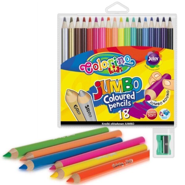 KREDKI OŁÓWKOWE OKRĄGŁE JUMBO 18 COLORINO KIDS