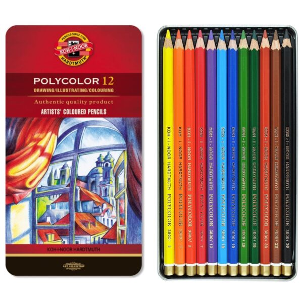 KOH-I-NOOR Kredki ołówkowe Polycolor 12 kol METAL ARTYSTYCZNE