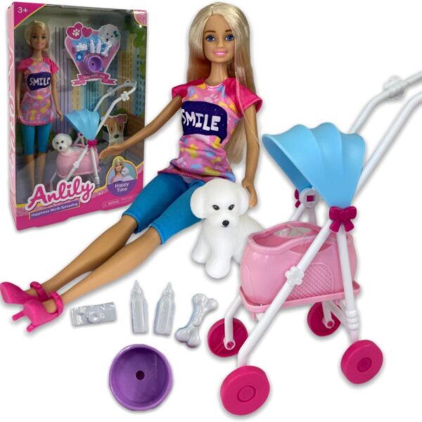 LALKA TYPU BARBIE PIES WETERYNARZ Z PSEM PIESKIEM