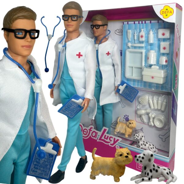 LALKA KEN LEKARZ DOKTOR WETERYNARZ AKCESORIA LEKARSKIE