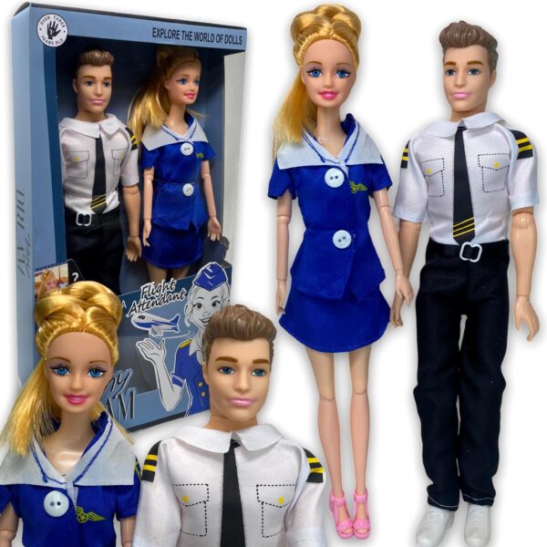 LALKA BARBIE KEN ZAWODY PILOT STEWARDESSA ZESTAW